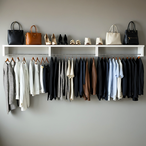 Cabideiro Arara de Roupas Parede Branca Preta Closet Organizador 60 Cm Suspensa Lavanderia Quarto