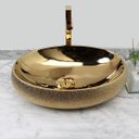 Ver imagem 5 de Cuba Pia Louça Cerâmica Apoio Banheiro 59x41cm Luxo Gold