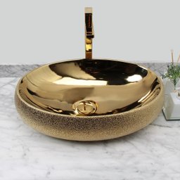 Cuba Pia Louça Cerâmica Apoio Banheiro 59x41cm Luxo Gold - 4