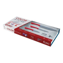 Conjunto Facas 3 Pçs Vulcano Euro Home Original Chef Cozinha - Vermelho - 5