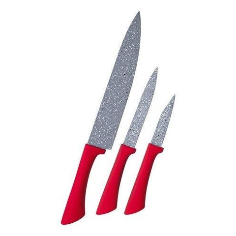 Conjunto Facas 3 Pçs Vulcano Euro Home Original Chef Cozinha - Vermelho