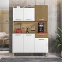 Ver imagem 1 de Armário de Cozinha Compacta 6 Portas 1 Gaveta Gênova - Freijó/supremo/cp Ripado Freijó