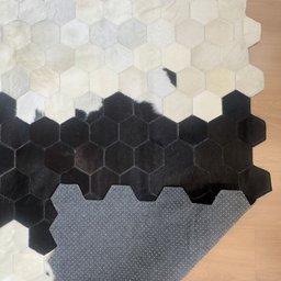 Tapete de Couro Preto e Branco 200x250 Placas Hexagonal 12cm - 3