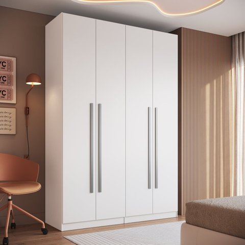 Guarda-Roupa Modulado 158cm com 4 Portas Cabideiros e Gavetas Integrato