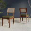 Ver imagem 1 de Conjunto 2 Cadeiras Estofadas e com Tela Pinhão/Verde - Dalla Costa