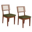 Ver imagem 2 de Conjunto 2 Cadeiras Estofadas e com Tela Pinhão/Verde - Dalla Costa
