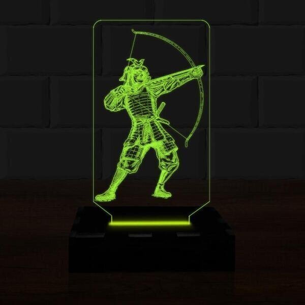 Samurai Led Luminária Led 3D Samurai Luta Abajur - Verde | MadeiraMadeira