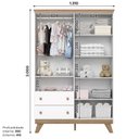 Ver imagem 3 de Guarda Roupa Confete 4 Portas 2 Gavetas Branco/jequitibá Hp - Henn