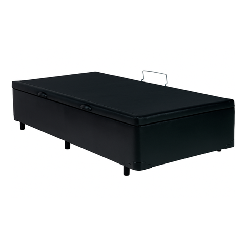 Cama Box Solteiro Baú Suede Preto – 88x188x35