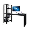 Mesa Escrivaninha Home Office Artemis com 4 Prateleiras Preto - 2