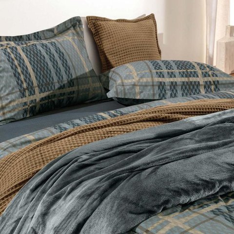 Jogo de Cama Casal 200 Fios Zafir 5 Peças - Karsten Estampado