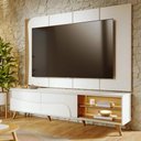 Ver imagem 1 de Rack para Sala Retrô com Painel para TV 65 pol com LED 216cm Salerno C04 Off White Matte Freijó - Ly