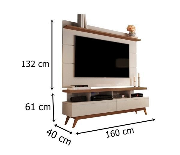 Rack com Painel Vivare 160cm Wood Off White/Freijó-Germai Móve - 3