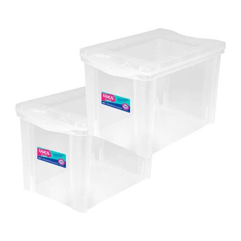 Kit 2 Caixa Organizadora Grande com Trava Cristal 30 Litros