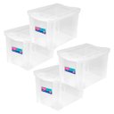 Ver imagem 1 de Kit 4 Caixa Organizadora Grande com Trava Cristal 30 Litros