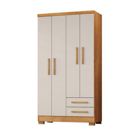 Kit Quarto Infantil Cama Luna Plus Nature 2 Baús e Escada + Guarda-Roupa Paris - Cedro/Off White