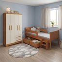 Ver imagem 4 de Kit Quarto Infantil Cama Luna Plus Nature 2 Baús e Escada + Guarda-Roupa Paris - Cedro/Off White