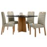 Mesa de Jantar Anitta 135x90 Cm com Vidro Ype Preto e 4 Cadeiras Mariana Veludo Nude – New Ceval - 1