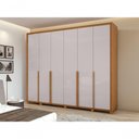 Ver imagem 1 de Guarda-roupas Casal 6 Portas 8 Gavetas com Pés 100% Mdf Imperatore - Lopas Amendoa Clean/off White