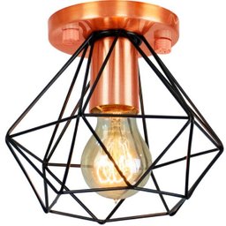 Lustre Aramado Diamante Majestoso Redondo Preto/Cobre - 1