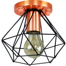 Lustre Aramado Diamante Majestoso Redondo Preto/Cobre - 2