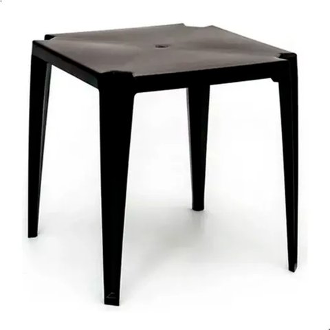 Mesa Plástica Quadrada Preta 70x70cm