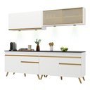 Ver imagem 1 de Armário de Cozinha Compacta 240cm com Leds Veneza Up Multimóveis V2021 Branco/Dourado