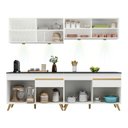Ver imagem 6 de Armário de Cozinha Compacta 240cm com Leds Veneza Up Multimóveis V2021 Branco/Dourado