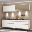 Ver imagem 3 de Armário de Cozinha Compacta 240cm com Leds Veneza Up Multimóveis V2021 Branco/Dourado