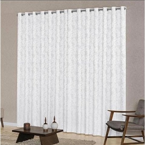 Cortina Jacquard Tecido Branco 2,80x1,80 Para Varão