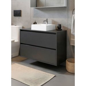Gabinete para Banheiro com Cuba 80cm Mdf Grafite Dubai - On Móveis
