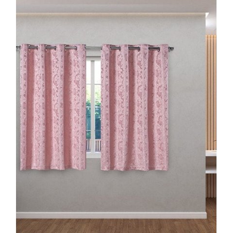 Cortina Jacquard Tecido Rosê 2,80x1,80 para Varão
