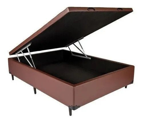 Cama Box Baú Casal 138x188 Corino Marrom - 1