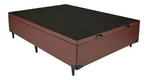 Cama Box Baú Casal 138x188 Corino Marrom - 2