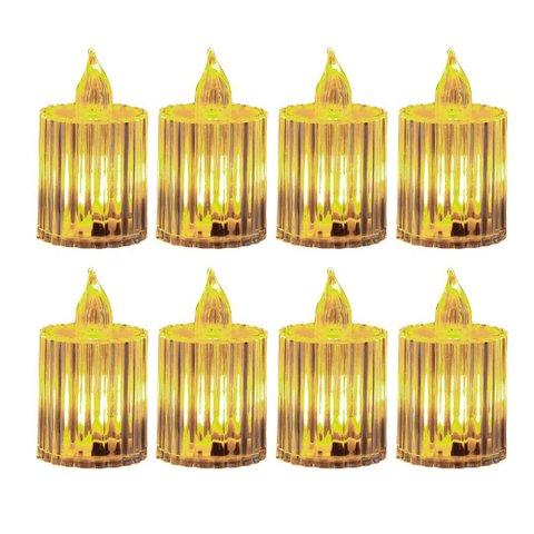 Jogo 8 Velas Eletrônicas LED Decorativa Acrílico Canelado 6cm - Magizi