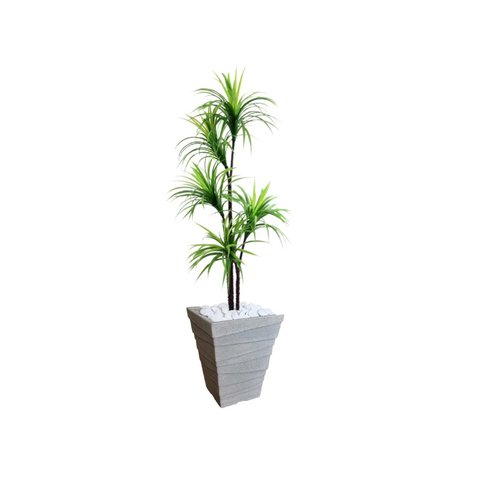Planta Artificial Árvore Yucca 1,60m Kit + Vaso Trapézio D. Grafiato Cinza 40cm
