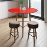 Conjunto com Mesa Gardênia 70cm Vermelha e 2 Banquetas Marrons - 1