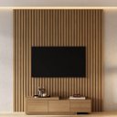Ver imagem 1 de Rack Extensível com Painel Ripado TV 75 Polegadas Planejado 200x230cm Aruá CabeCasa MadeiraOriginals