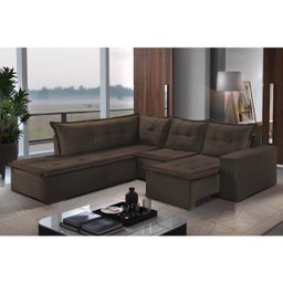 Sofá de Canto 5 Lugares Retrátil Denver Tecido Suede 197cm x 226cm Cor Marrom - 2