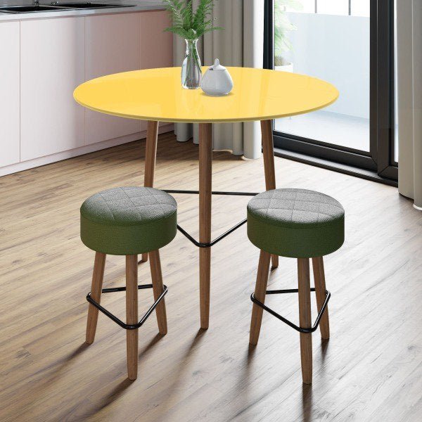 Conjunto com Mesa Gardênia 80 cm Aspen Gold e 2 Banquetas Verdes - 1