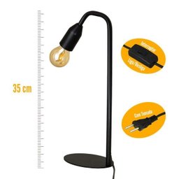 Abajur de Mesa 028 Retrô Industrial E27 35cm Preto - 3