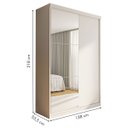 Ver imagem 3 de Guarda-roupa Solteiro 2 Portas de Correr 2 Gavetas e 3 Espelhos Salvador Plus - Branco