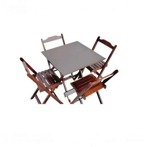 Conjunto Mesa Dobrável 70x70 com 4 Cadeiras