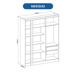 Módulo Guarda-Roupa de Canto 4 Portas 2 Gavetas Infinity Bege/Duna - 3 Módulo Guarda-Roupa de Canto 4 Portas 2 Gavetas Infinity Bege/Duna - 3