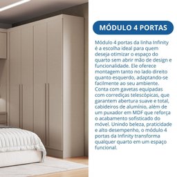 Módulo Guarda-Roupa de Canto 4 Portas 2 Gavetas Infinity Bege/Duna - 8 Módulo Guarda-Roupa de Canto 4 Portas 2 Gavetas Infinity Bege/Duna - 8
