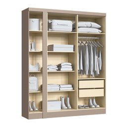 Módulo Guarda-Roupa de Canto 4 Portas 2 Gavetas Infinity Bege/Duna - 4 Módulo Guarda-Roupa de Canto 4 Portas 2 Gavetas Infinity Bege/Duna - 4