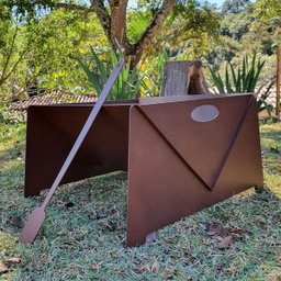 Lareira Portátil À Lenha De Ferro Para Área Externa e Jardim Aço Corten - 2