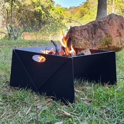 Lareira Portátil À Lenha De Ferro Para Área Externa e Jardim Preto - 3