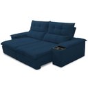 Ver imagem 2 de Sofá Retrátil Reclinável para Sala de Estar Living 210cm Ártico F04 Veludo Azul - Lyam Decor