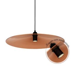 Luminária Pendente Chapéu Chinês 521 Cozinha Bancada 50cm Preto com Cobre - 3